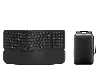 Klawiatura bezprzewodowa Silver Monkey Ergonomic 70 Wireless Keyboard + Business Backpack 15,6"